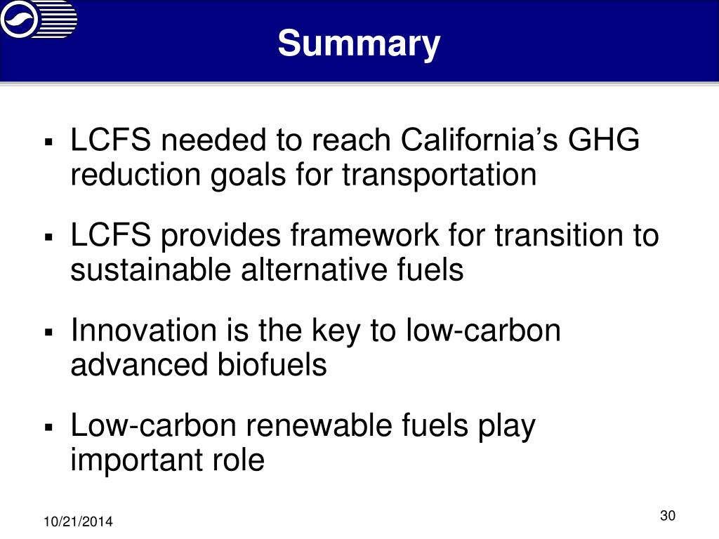 PPT California’s Low Carbon Fuel Standard PowerPoint Presentation