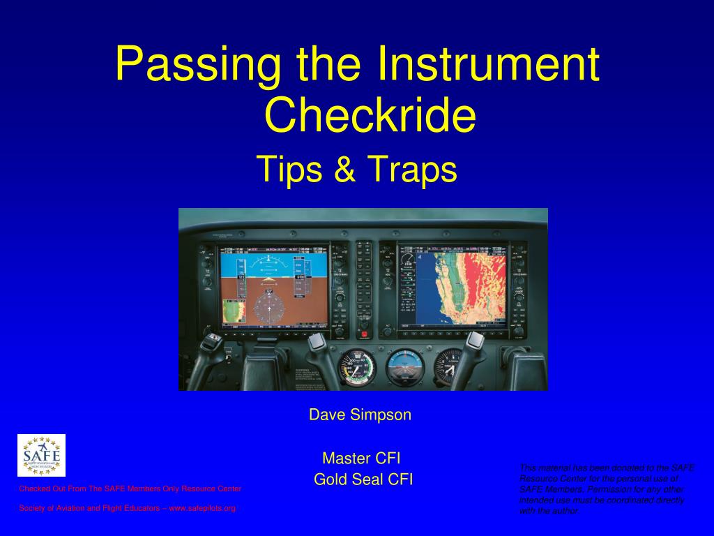 PPT Passing the Instrument Checkride Tips & Traps Dave Simpson Master
