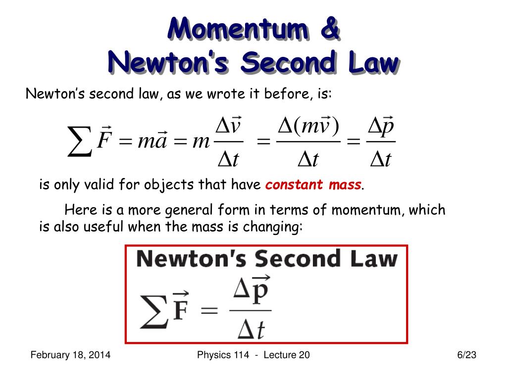 PPT Physics 114A Mechanics Lecture 20 (Walker Ch. 9.13) Momentum