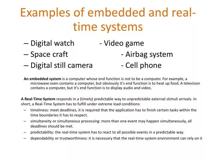 PPT Examples of embedded and realtime systems PowerPoint