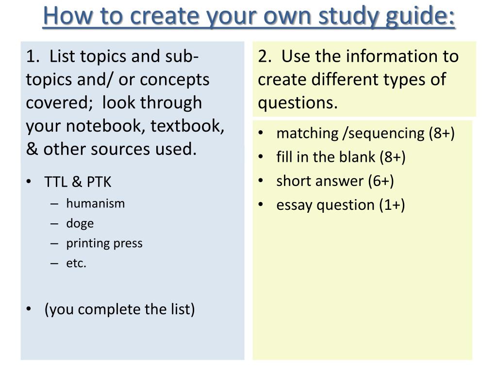 PPT How to create your own study guide PowerPoint Presentation, free