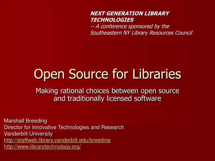 PPT Open Source for Libraries PowerPoint Presentation, free download
