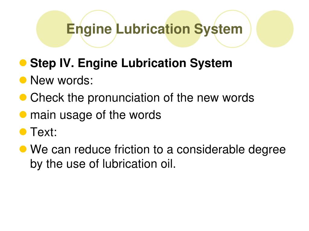 PPT Engine Lubrication System PowerPoint Presentation, free download