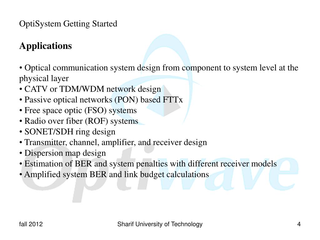 PPT OptiSystem Getting Started Optical Communication System Design