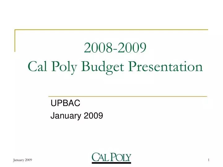 PPT 20082009 Cal Poly Budget Presentation PowerPoint Presentation