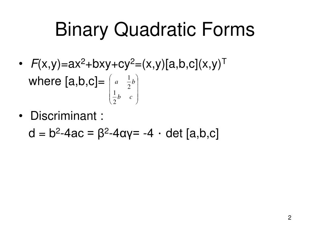 PPT Fast Reduction and Composition of Binary Quadratic Forms ISSAC