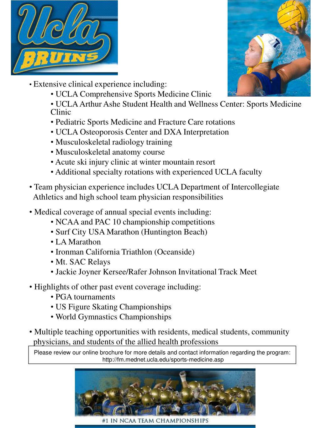 PPT UCLA Sports Medicine Fellowship Program Highlights PowerPoint