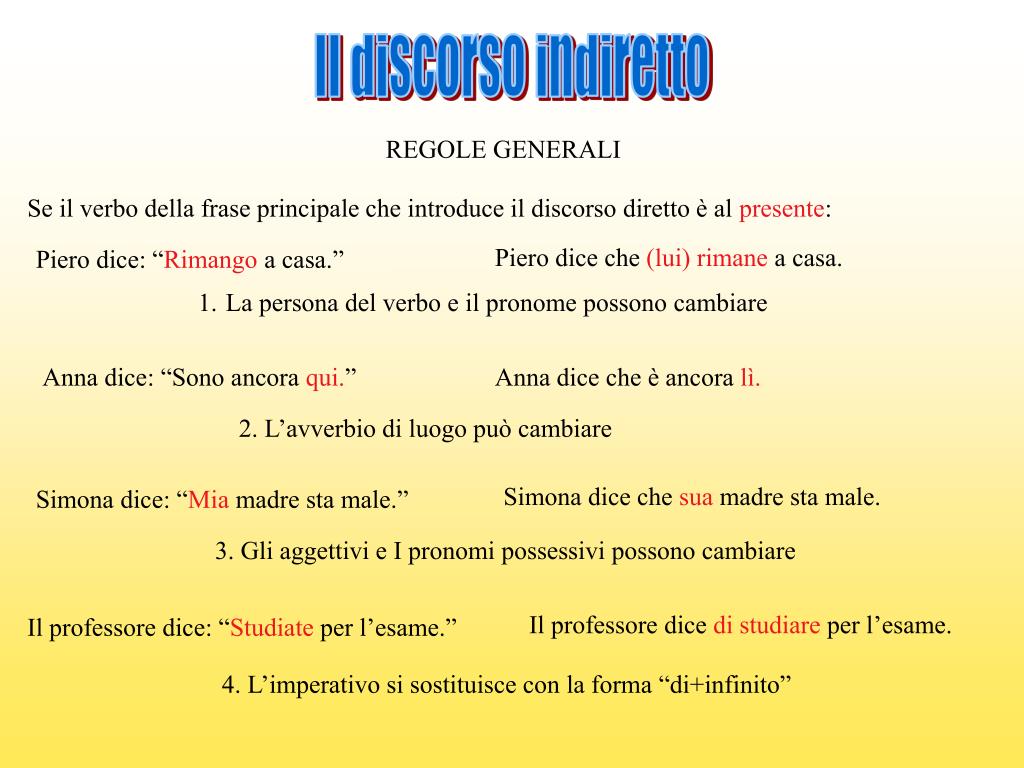 PPT Il discorso indiretto PowerPoint Presentation, free download ID