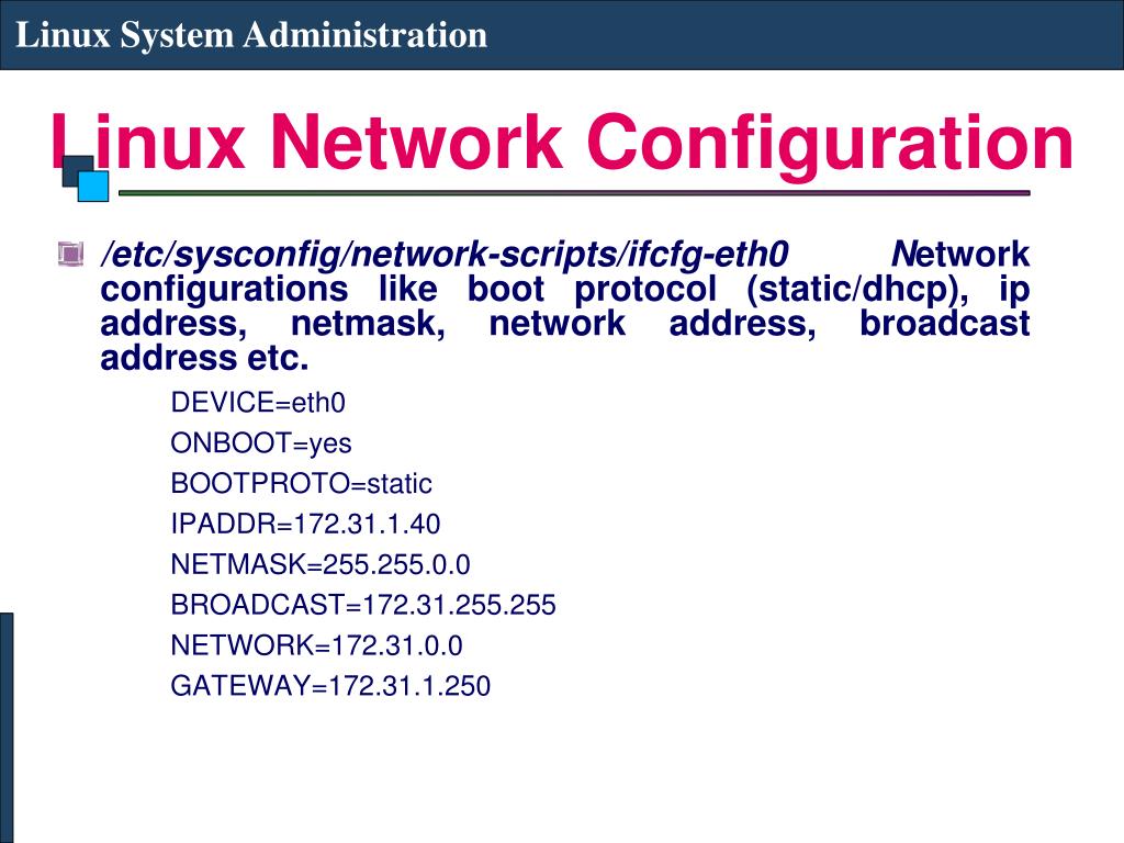 PPT Linux Network Configuration PowerPoint Presentation, free