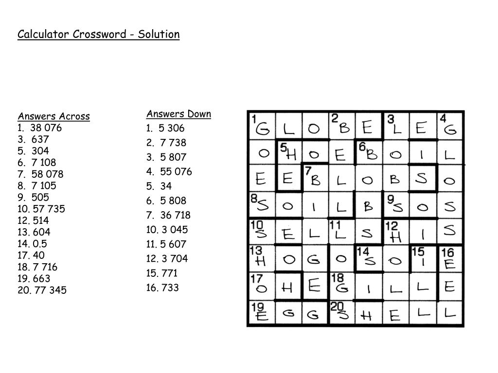 PPT Calculator Crossword PowerPoint Presentation, free download ID5756667