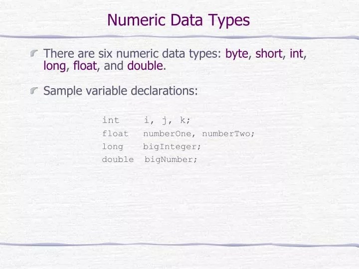 PPT Numeric Data Types PowerPoint Presentation, free download ID