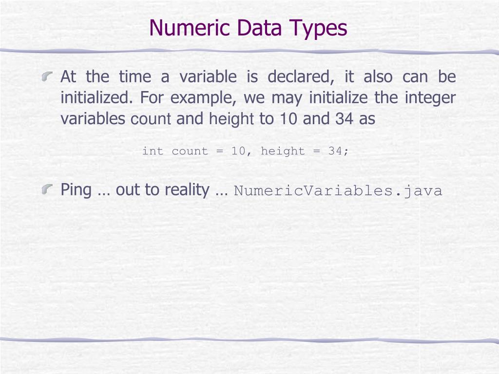 PPT Numeric Data Types PowerPoint Presentation, free download ID