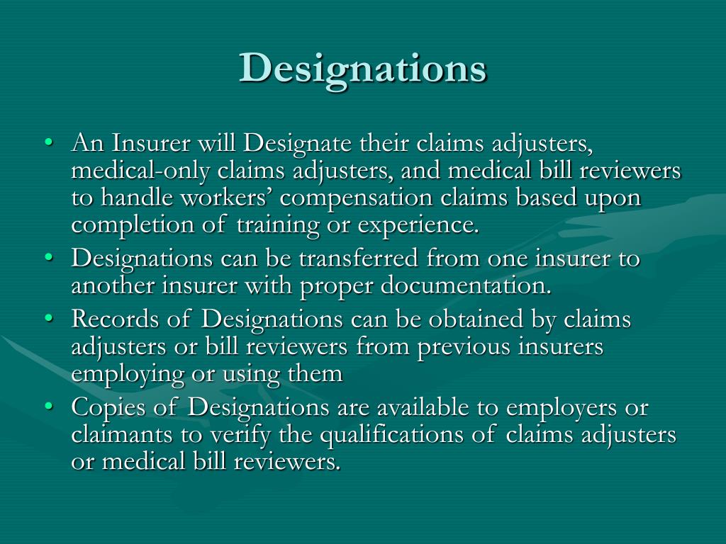 PPT Workers’ Compensation Claims Adjuster Regulations PowerPoint