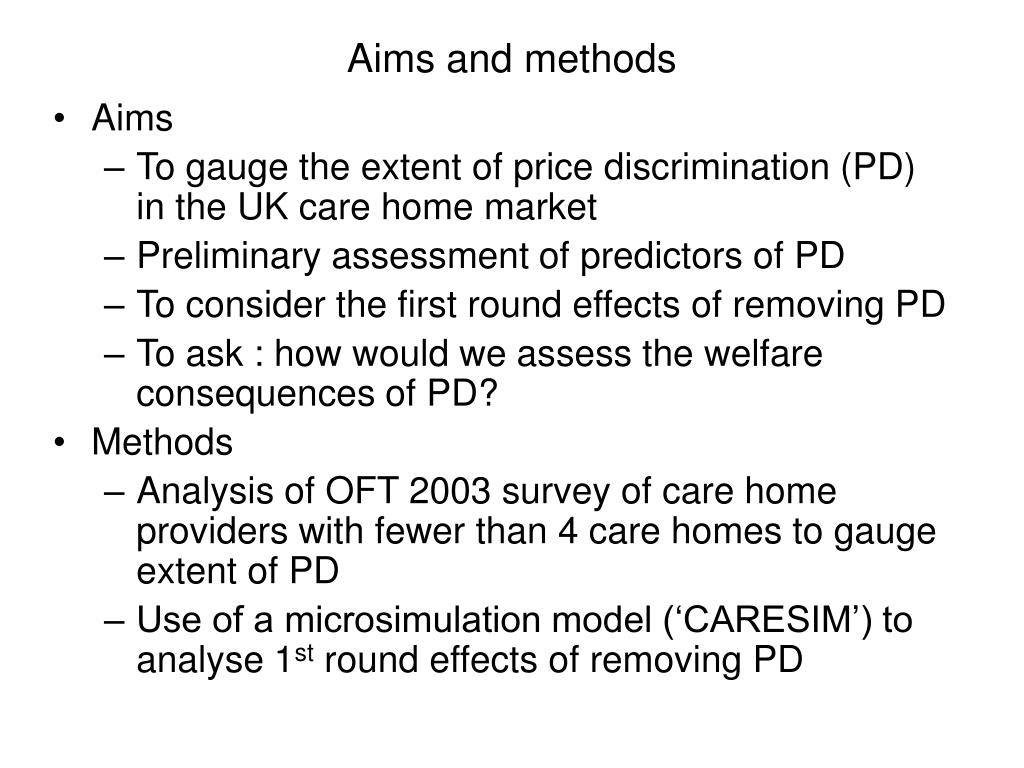 PPT Price discrimination in the UK care home market does it exist