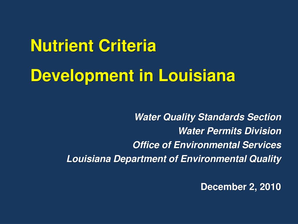 PPT Water Quality Standards Section Water Permits Division Office of