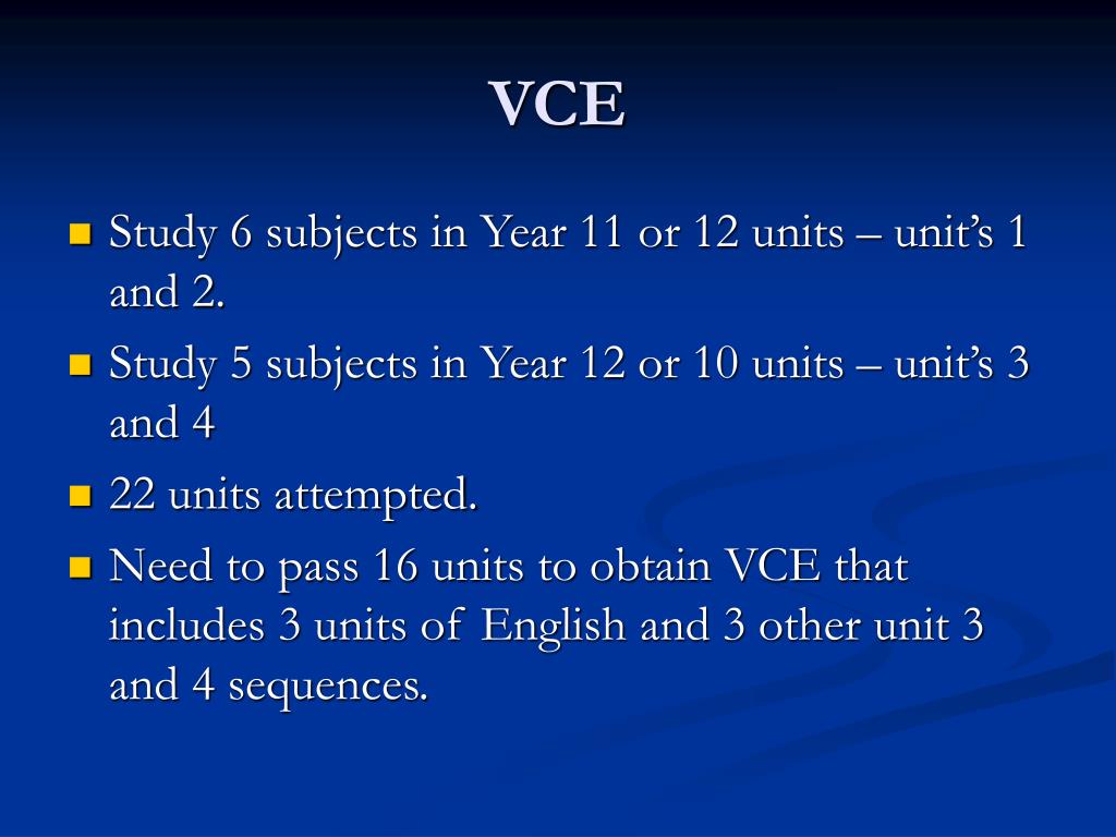 PPT Victorian Certificate of Education (VCE) PowerPoint Presentation