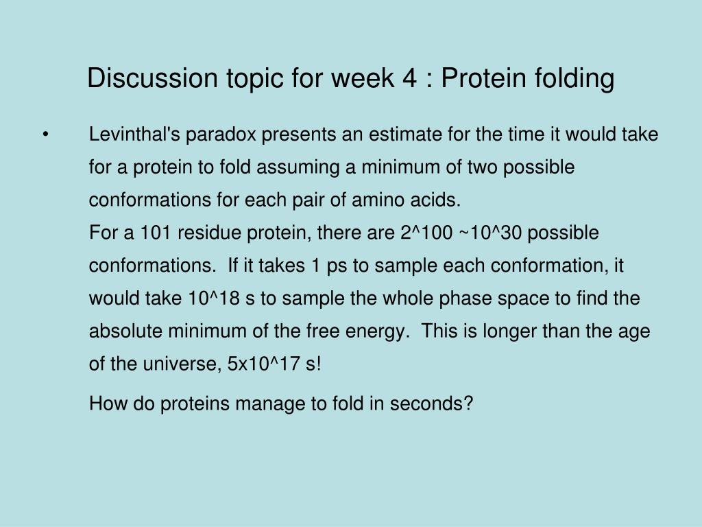 PPT Discussion topic for week 4 Protein folding PowerPoint