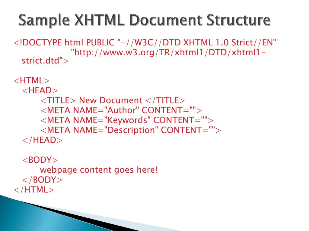 PPT Introduction to XHTML PowerPoint Presentation, free download ID