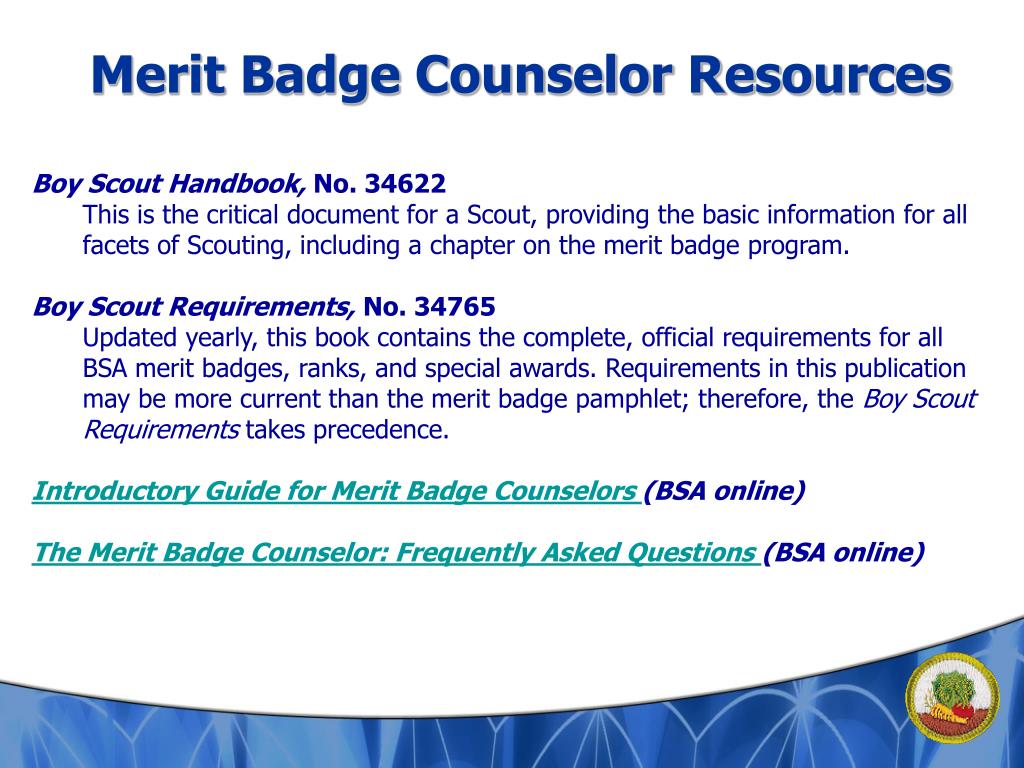 PPT Merit Badge Counselor Training PowerPoint Presentation, free