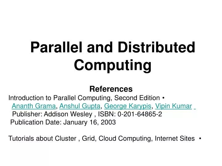 PPT Parallel and Distributed Computing PowerPoint Presentation, free