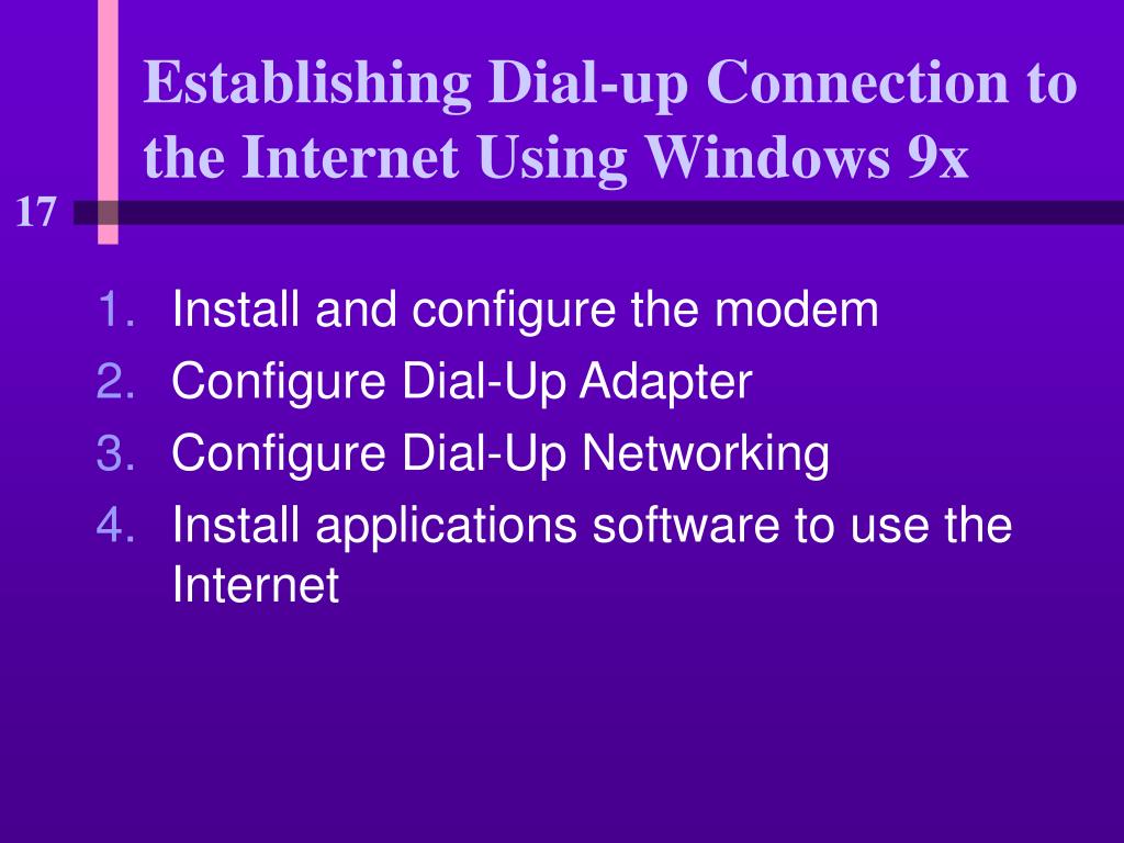 PPT Establishing Dialup Connection to the Using Windows 9x