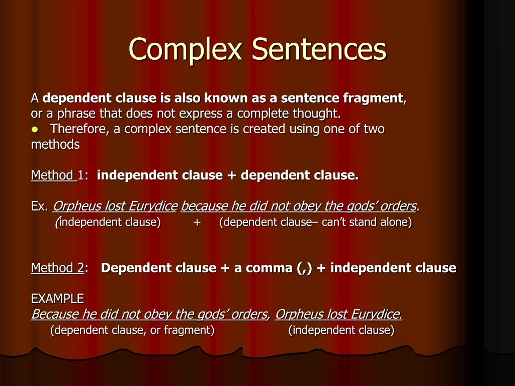 PPT COMPLEX SENTENCES PowerPoint Presentation, free download ID5814208