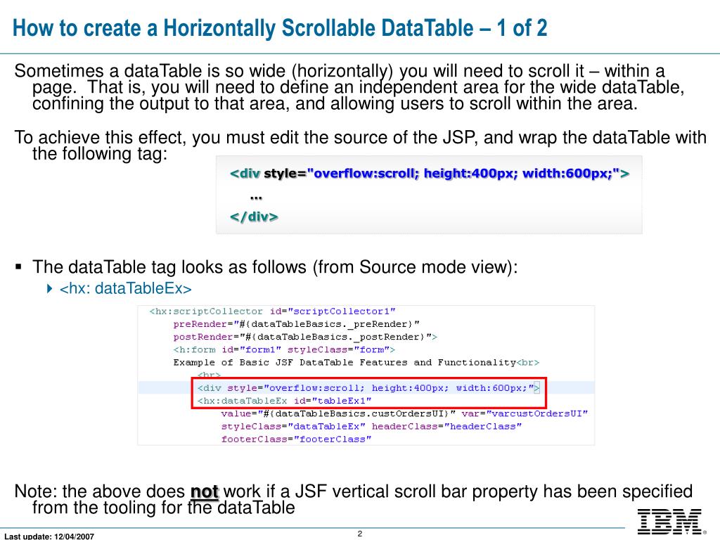 PPT HorizontallyScrollable DataTable PowerPoint Presentation, free