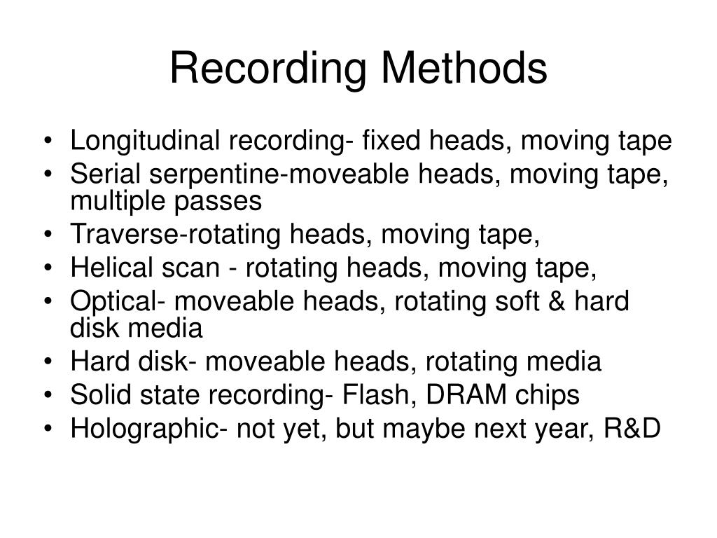 PPT Recording Technology Review past, present, future PowerPoint