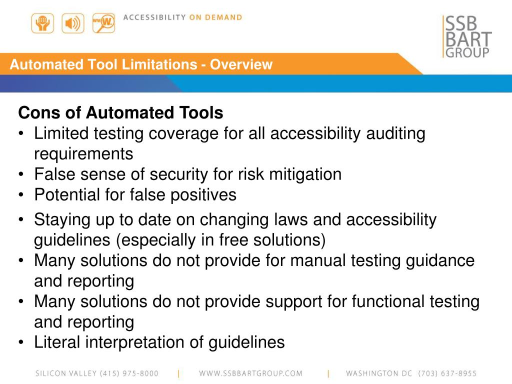 PPT The Pros and Cons of Automated Accessibility Testing Tools Chetan
