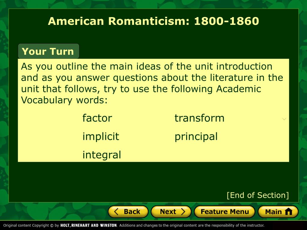 PPT American Romanticism 18001860 Introduction to the Literary