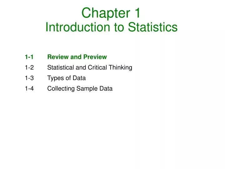 PPT Chapter 1 Introduction to Statistics PowerPoint Presentation