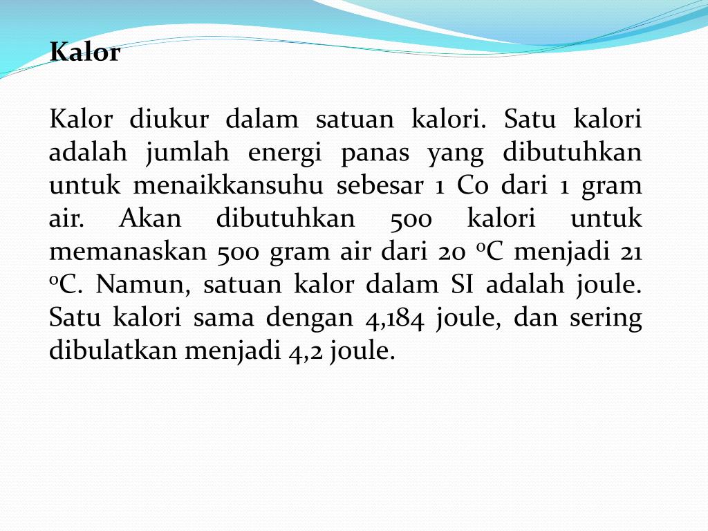 Dalam Si Satuan Kalor Adalah Hal