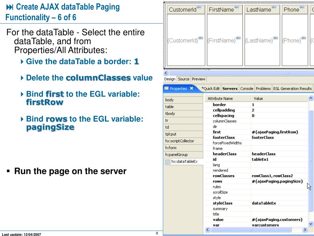 PPT Combining AJAX With dataTable Paging PowerPoint Presentation