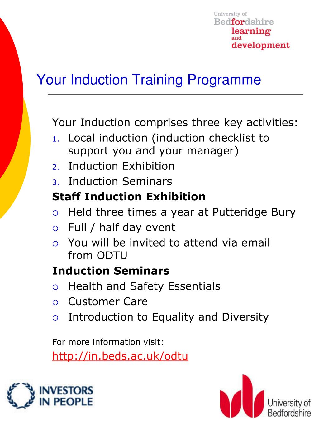 PPT University of Bedfordshire Workplace Induction PowerPoint