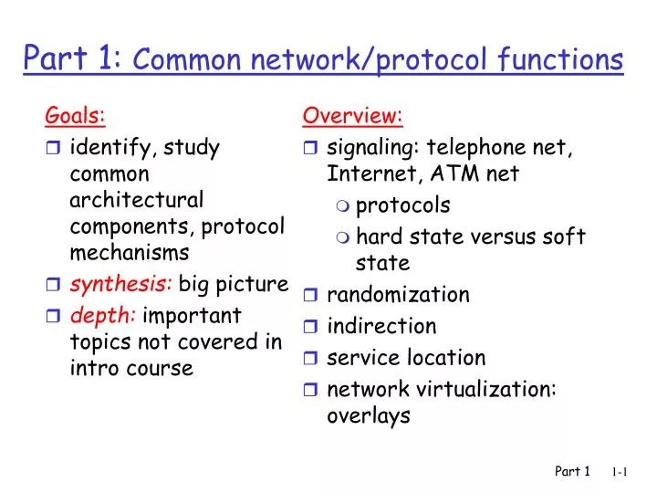 PPT Part 1 Common network/protocol functions PowerPoint Presentation