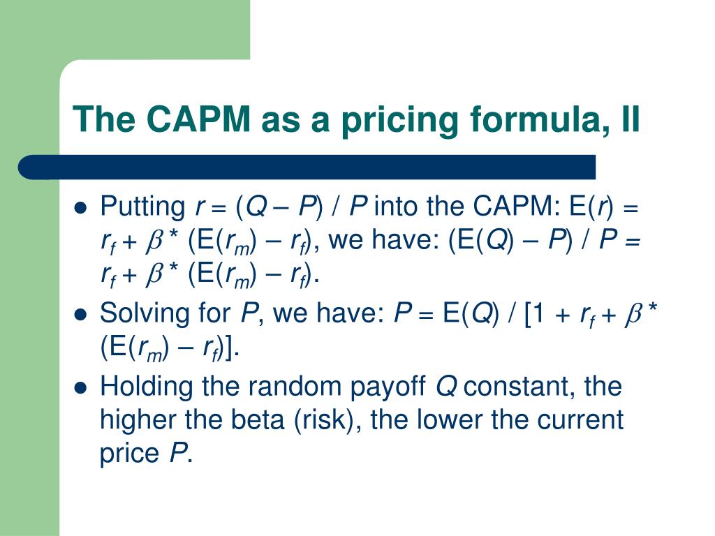 PPT Chapter 7 The CAPM PowerPoint Presentation, free download ID