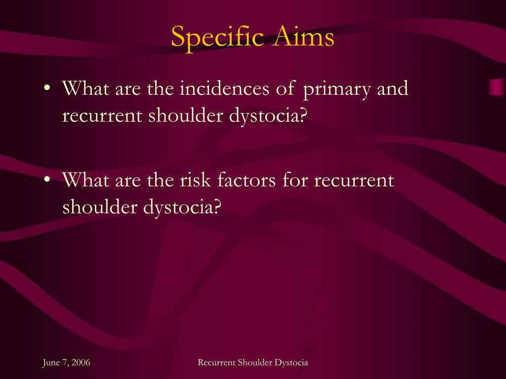 PPT Risk Factors for Recurrent Shoulder Dystocia, Washington State
