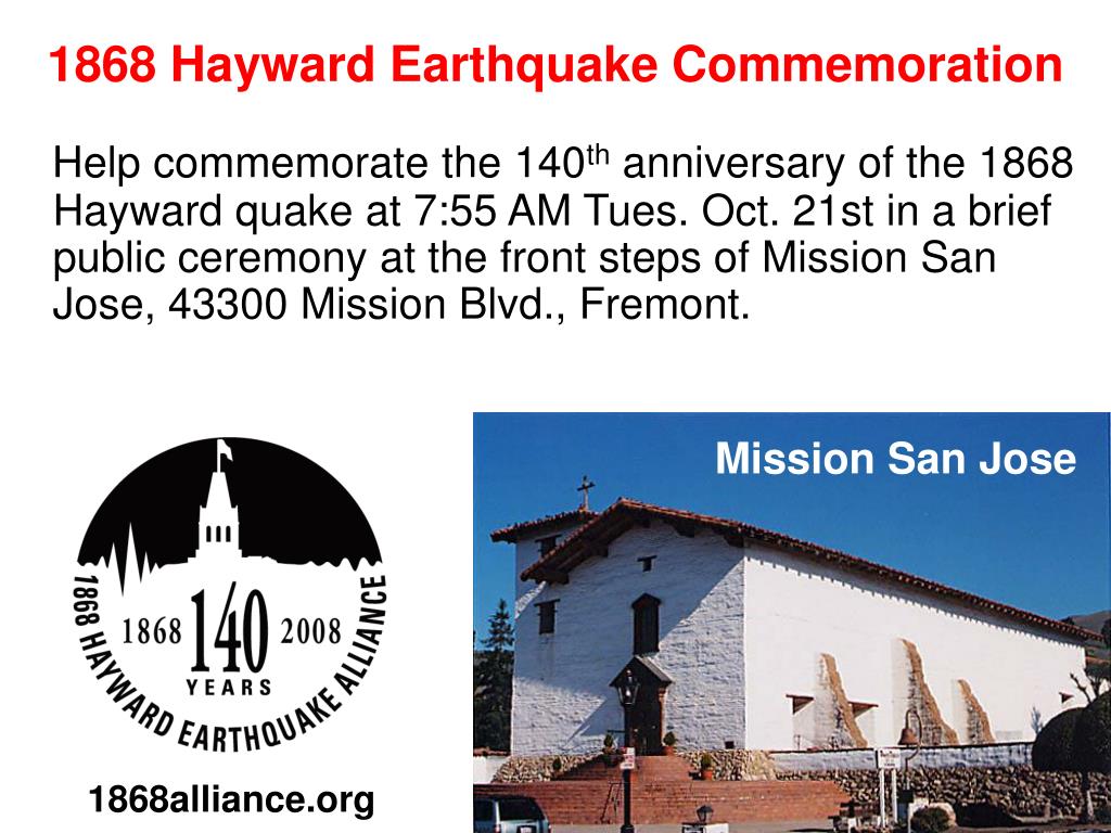 PPT The M6.8 1868 Hayward earthquake 140 years later PowerPoint
