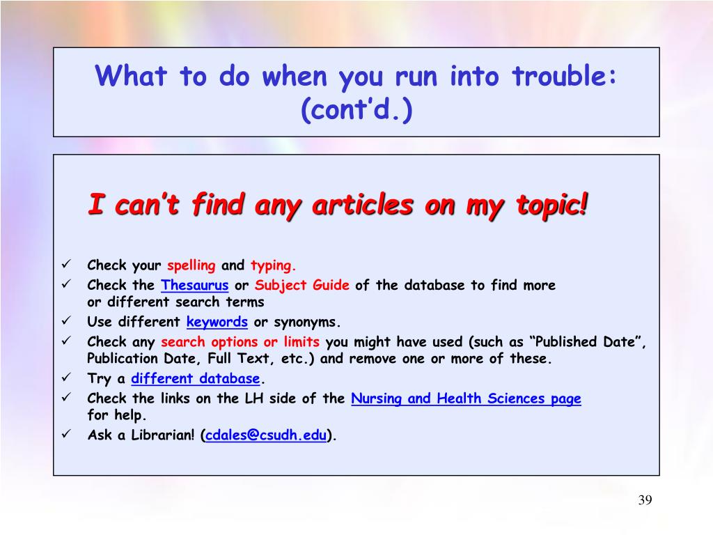 PPT School of Nursing Library Tutorial California State University