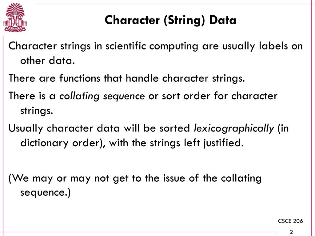 PPT Character (String) Data PowerPoint Presentation, free download