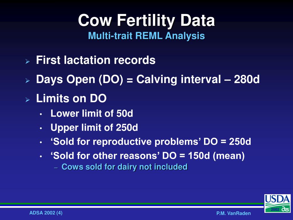 PPT Correlations Among Measures of Dairy Cattle Fertility and