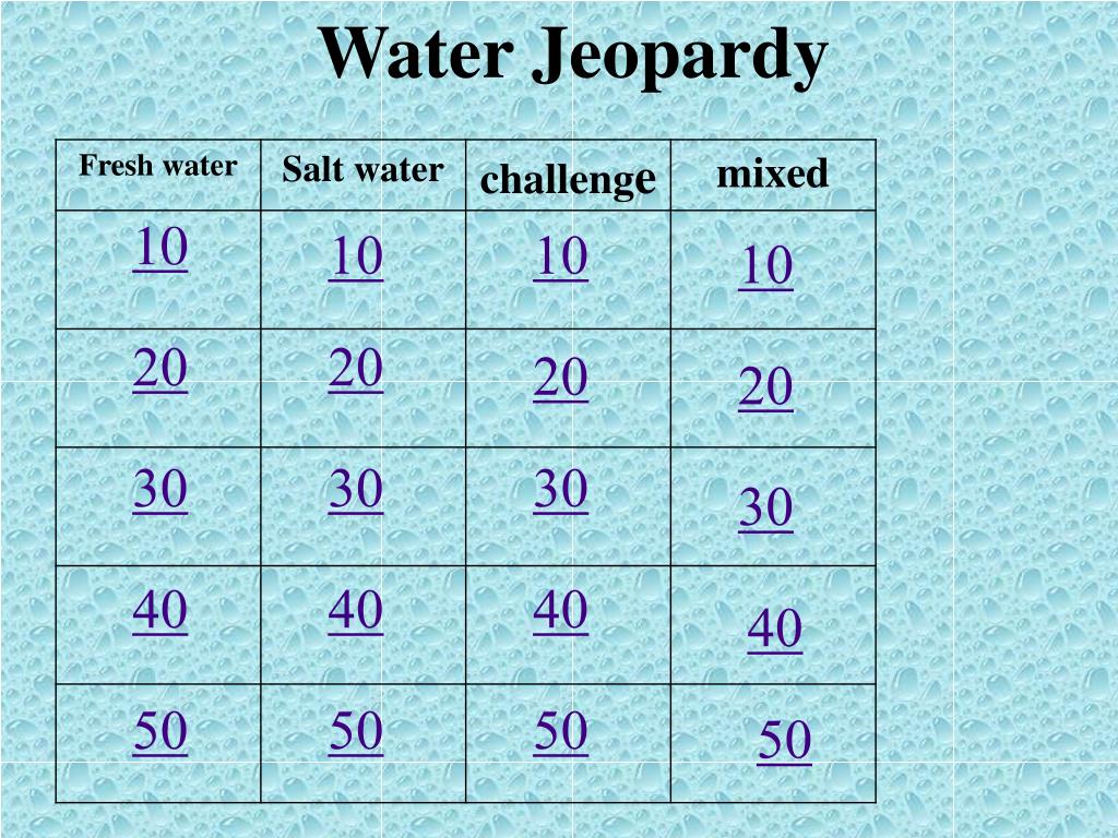 PPT Water Jeopardy PowerPoint Presentation, free download ID5898657