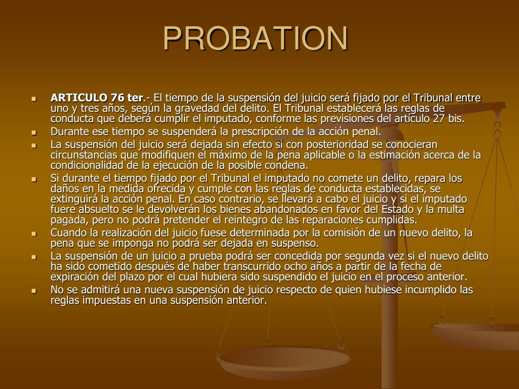 PPT PROBATION Suspensión del juicio o proceso a prueba cardozo