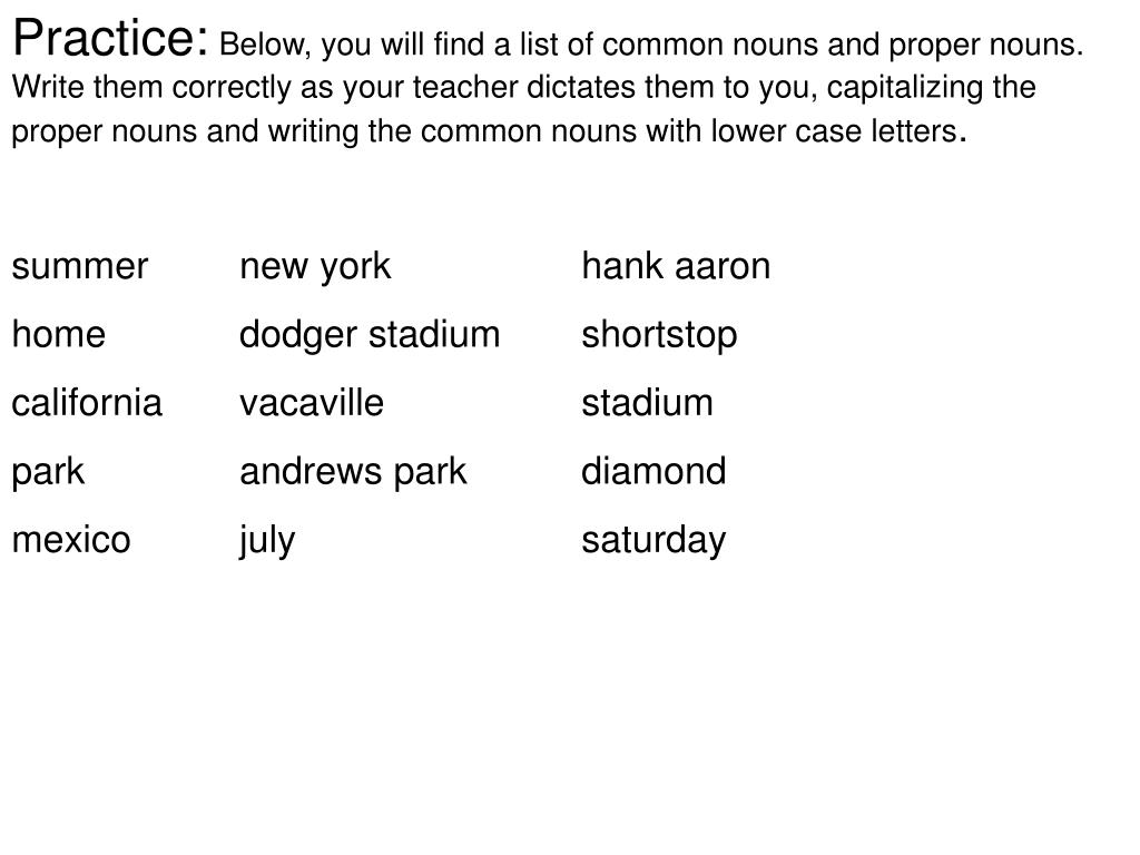 PPT Common and Proper Nouns PowerPoint Presentation, free download