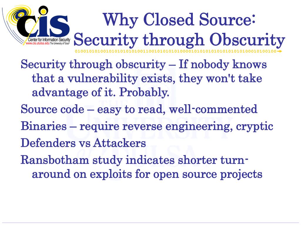 PPT Security Comparisons of Open Source and Closed Source Programs