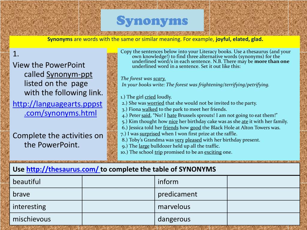 PPT SYNONYMS PowerPoint Presentation, free download ID5941243
