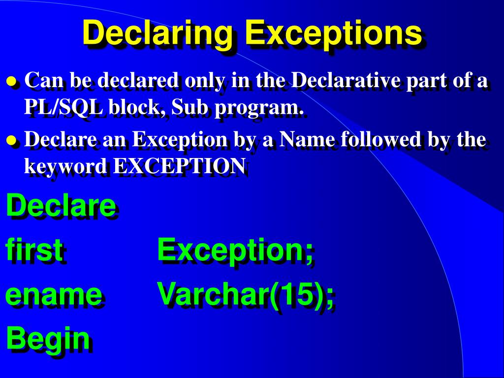 PPT PL/SQL Exceptions PowerPoint Presentation, free download ID5941317