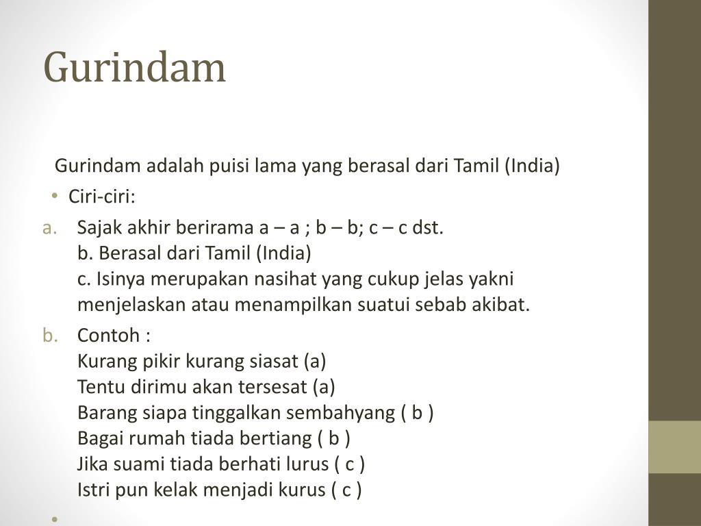 Puisi Lama Yang Berisi Nasihat Atau Sindiran Adalah KT Puisi