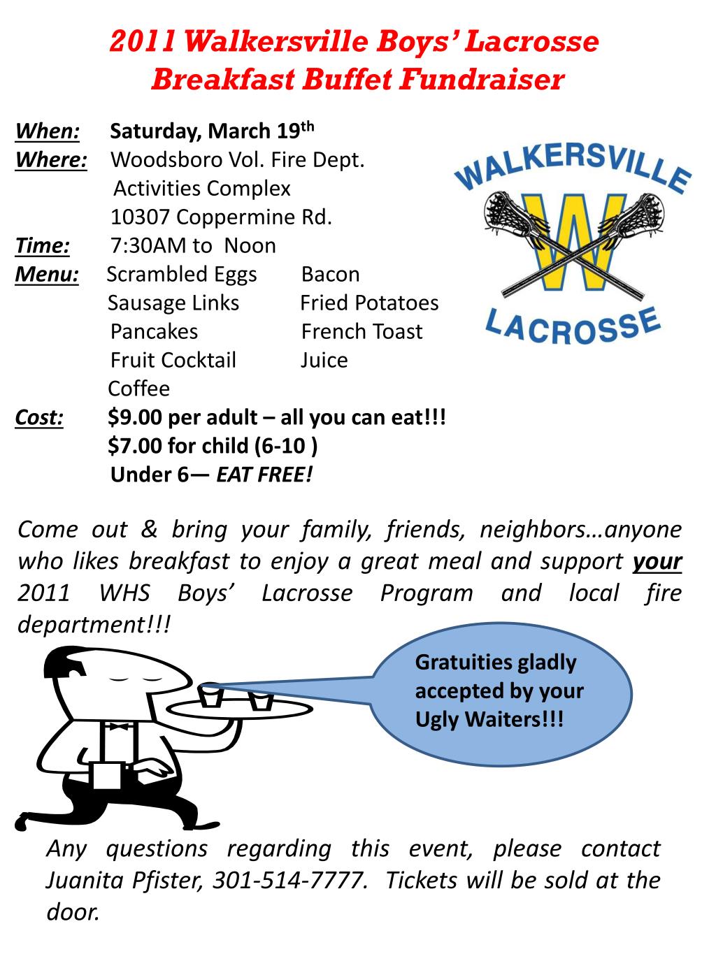 PPT 2011 Walkersville Boys’ Lacrosse Breakfast Buffet Fundraiser PowerPoint Presentation ID