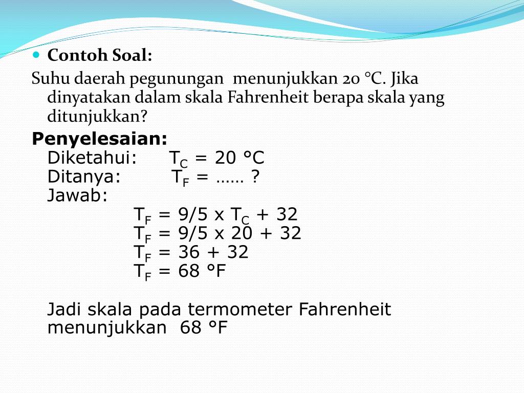 Contoh Soal Perbandingan Suhu Pada Termometer Contoh